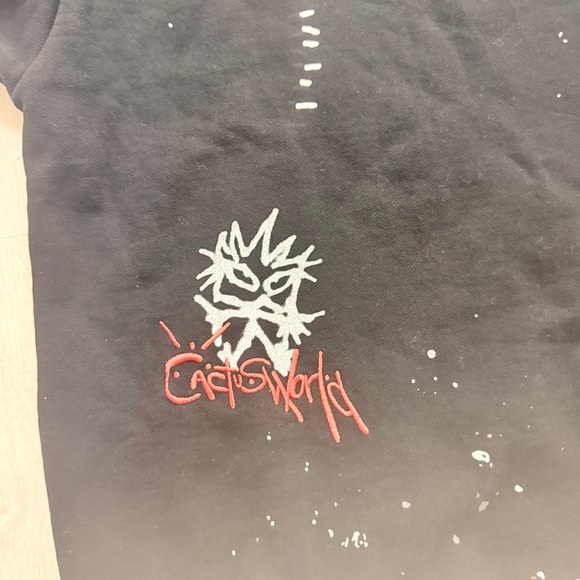 Travis Scott Cactus Jack Mens Stitched Crew Neck Sweatshirt Black Size Medium - Picture 2 of 5